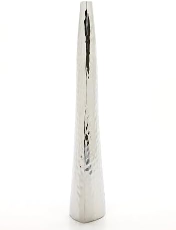Hosley 17 Inch Tall Silver Metal Vase