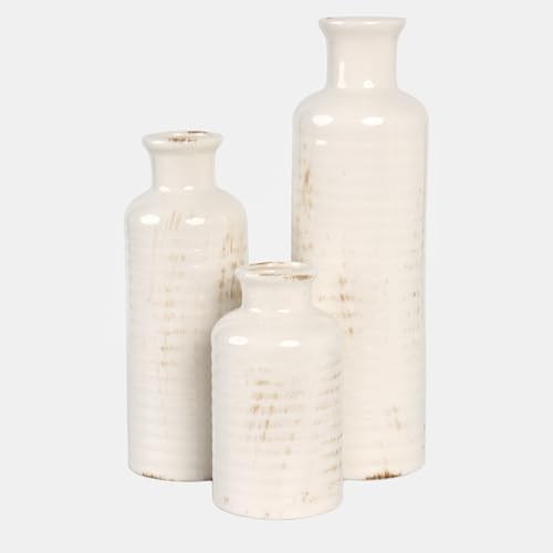 CheeryStow White Ceramic Vase Set of 3