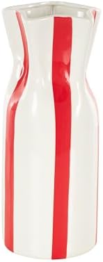 Deco 79 Round Ceramic Vase with Red Stripes