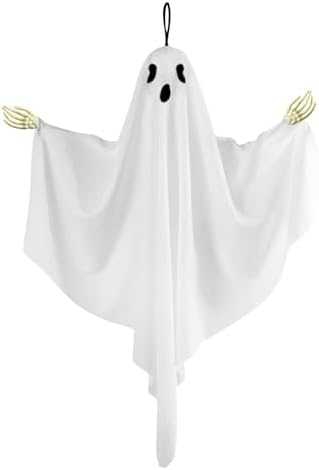 Halloween Ghost Hanging Ornament with Hand Bones