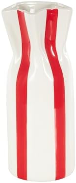 Deco 79 Round Ceramic Vase with Red Stripes