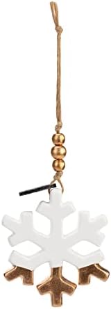 Snowflake Gold Tone and White 25 Inch Diffuser Hanging Christmas Ornament 2 PC Set