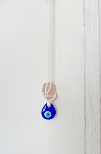 Bigbabybig Hanging Car Charm Natural Crystal Evil Eye Hemp Rope Protection Amulet