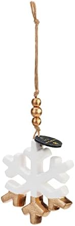 Snowflake Gold Tone and White 25 Inch Diffuser Hanging Christmas Ornament 2 PC Set