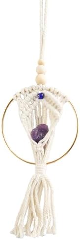 Boho Woven Evil Eye Crystal Wall Decor with Healing Stones