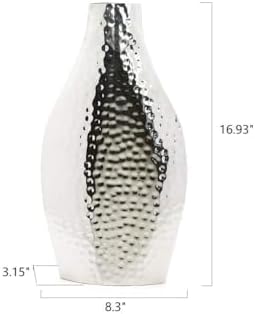 Hosley 17 Inch Tall Silver Metal Vase