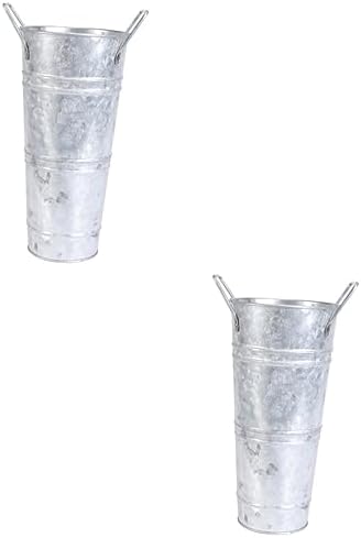 DECHOUS 2 Pcs Vintage Iron Flower Bucket Decor Vase