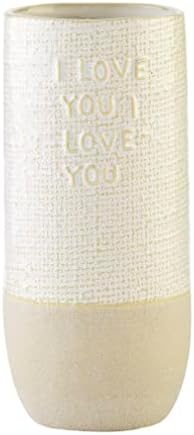 Mud Pie Textured Mom Vase Love White