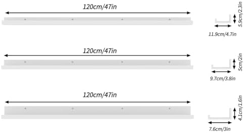 Giftgarden 47 Inch White Floating Shelves Set of 3