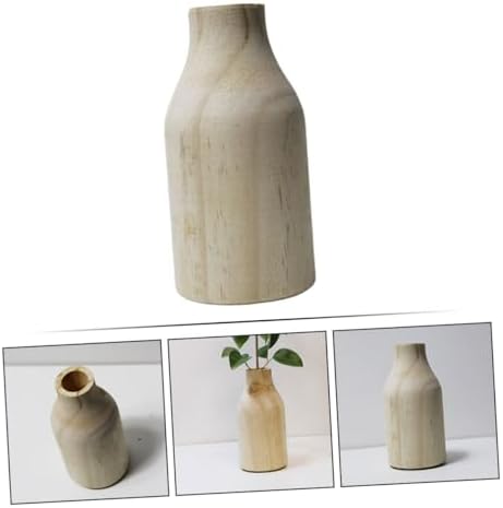 Rustic Small Pine Wood Vase for Table Centerpiece