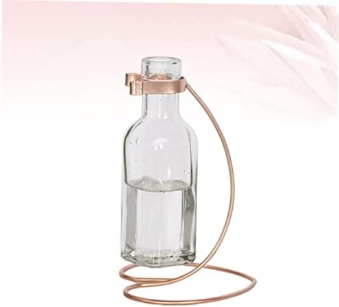 STOBAZA Sturdy Iron Base Glass Vase for Home Office Decor