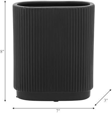 Sagebrook Home Modern Ribbed Ceramic Vase 8 Black