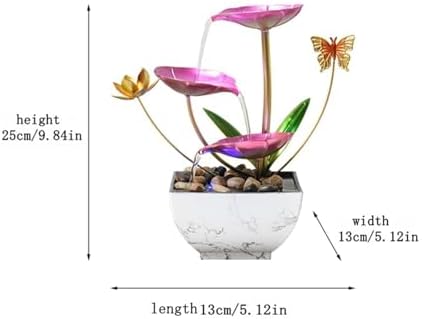 Pink Tabletop Water Fountain with LED Lights