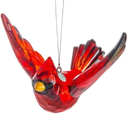 Flying Cardinal Memorial Ornament Red Bird Window Suncatcher with 2025 Hangtag and Suction Cup