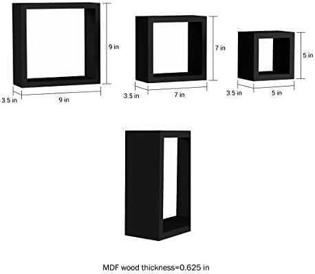 Floating Shelves Cube Wall Shelf Set with Hidden Brackets Black