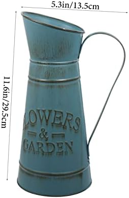 Boho Blue Retro Iron Pot Flower Vase for Home Decor
