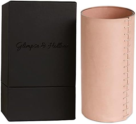 Wrapped Genuine Leather Vase - Boho Style 8 Inch