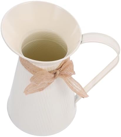 Vintage Iron Flower Bucket Vase Rustic Farmhouse Decorative Planter