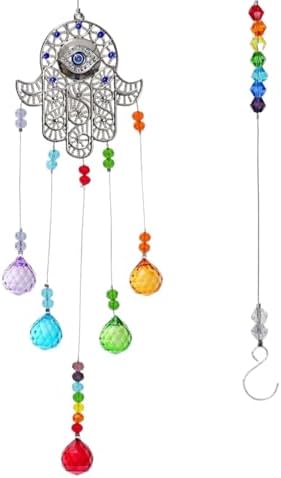 Hamsa Hand Evil Eye Crystal Hanging Car Charm