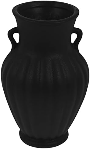 Vintage Ceramic Flower Vase Black Farmhouse Style