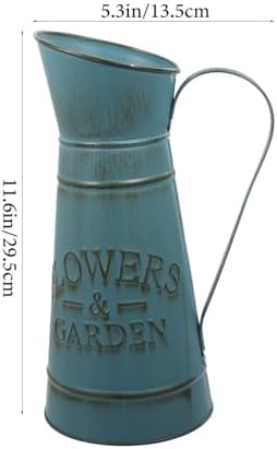 Creative Blue Iron Pot Flower Vase for Home Decor
