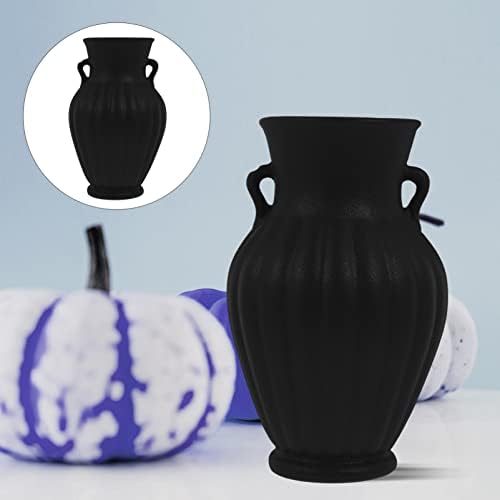 Vintage Ceramic Flower Vase Black Farmhouse Style