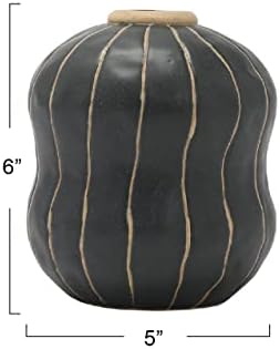 Creative Co Op Stoneware Vase Black Cream 5x5x6