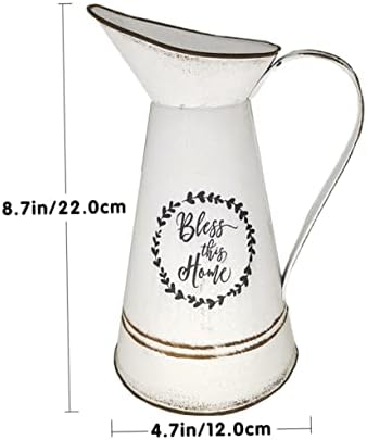 STOBAZA Rustic Vintage White Flowerpot Vase for Home Decor