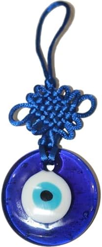 Turkish Evil Eye Car Charm with Chinese Knot Blue Glass Amulet