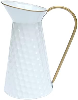 Elegant White Metal Flower Vase for Farmhouse Decor