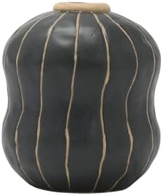 Creative Co Op Stoneware Vase Black Cream 5x5x6
