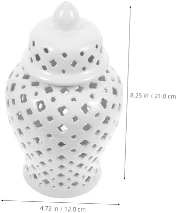 STOBAZA Ceramic Hollow Flower Vase White Vintage Decorative Jar