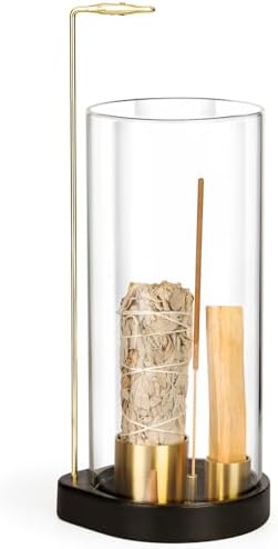 Wooden Incense Burner with Glass Ash Catcher