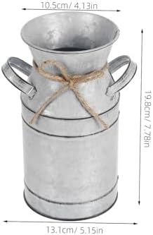 Galvanized Metal Vase with Handle Vintage French Country Style