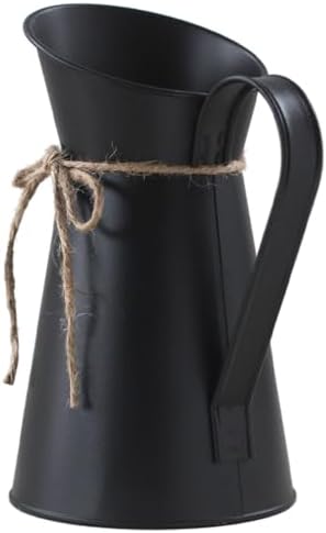 VOSAREA Vintage French Pitcher Vase 76 Inch Metal Bucket with Handle for Dried Flowers