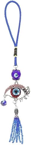 HOMSFOU Evil Eye Car Hanging Ornament Turkish Blue Pendant Decor for Rear View Mirror Window Door Balcony Red