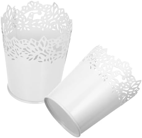 ABOOFAN White Hollow Iron Storage Buckets Set