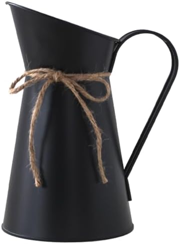 VOSAREA Vintage French Pitcher Vase 76 Inch Metal Bucket with Handle for Dried Flowers