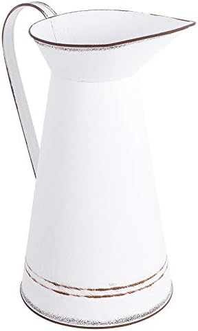 GANAZONO Vintage Galvanized Jug Flower Vase Decor