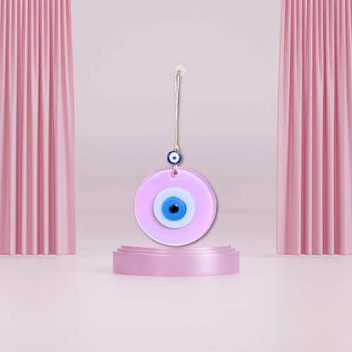 Powder Pink Boho Evil Eye Wall Hanging Decor Good Luck Charm Gift for Girls Handmade Turkish Nazar Amulet