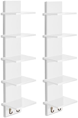 Sorbus 5 Tier Wall Shelf with Hooks 2 Pack