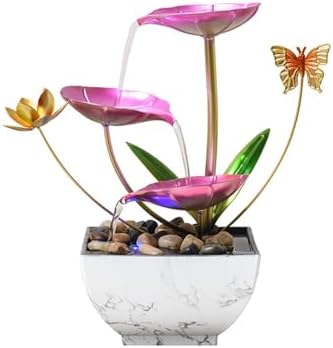 Pink Tabletop Water Fountain with LED Lights