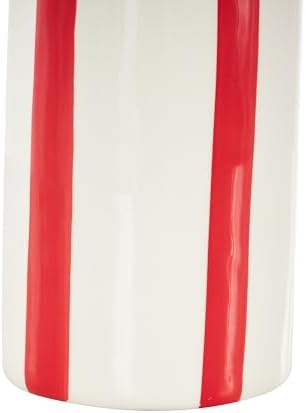 Deco 79 Round Ceramic Vase with Red Stripes