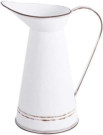 GANAZONO Vintage Galvanized Jug Flower Vase Decor