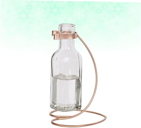 STOBAZA Sturdy Iron Base Glass Vase for Home Office Decor