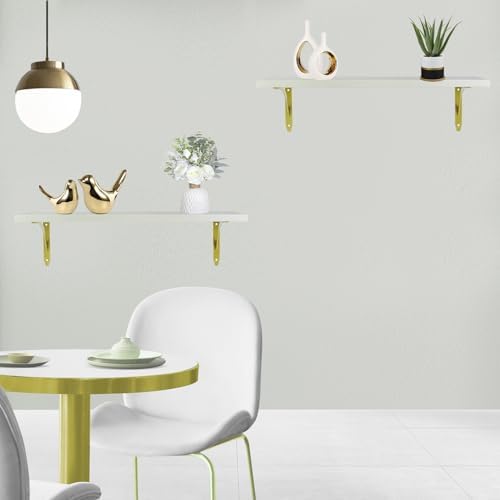 White and Gold Floating Shelves 16 in