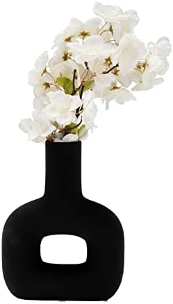 Sagebrook Home Modern Stoneware Vase - Matte Black 8 Inch