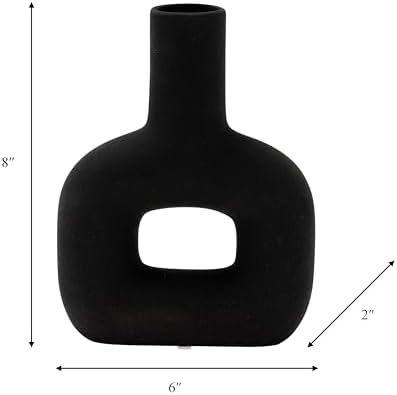 Sagebrook Home Modern Stoneware Vase - Matte Black 8 Inch
