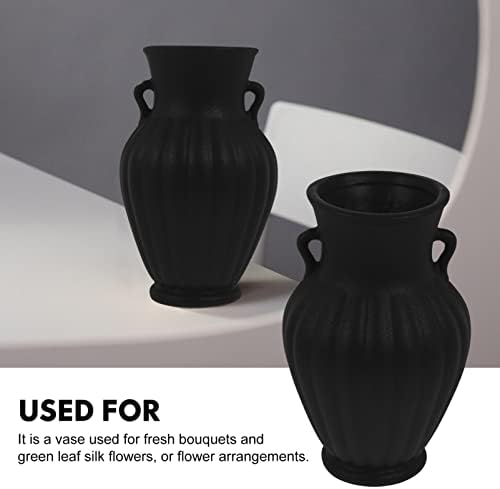 Vintage Ceramic Flower Vase Black Farmhouse Style