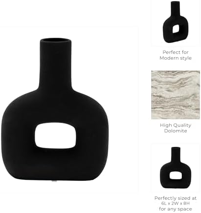 Sagebrook Home Modern Stoneware Vase - Matte Black 8 Inch